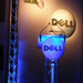 Dell podium with microphone and branded backdrop